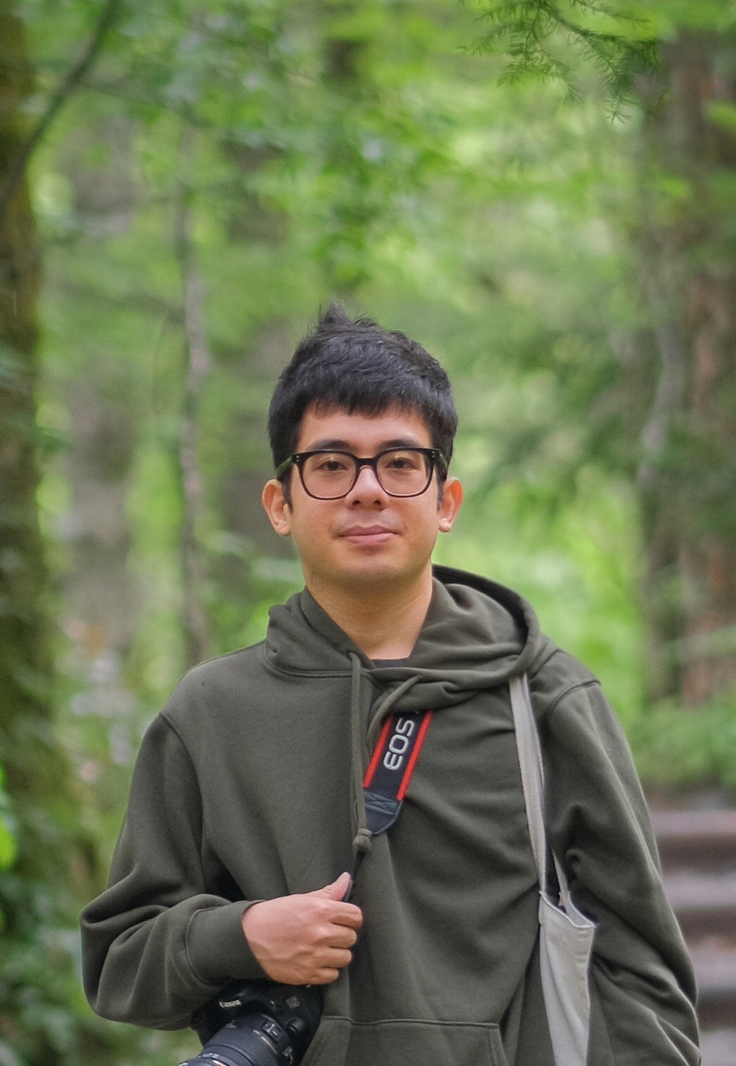 Phuong Trung Le outdoors with a camera